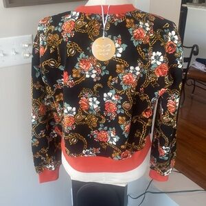 Laila Ali Floral Print cropped sweatshirt size large